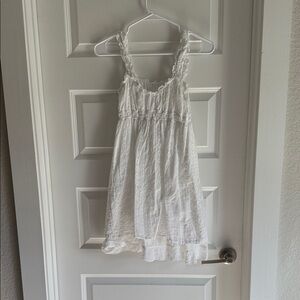 White Sleeveless Ruffled Dress
